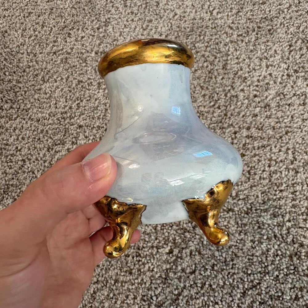 Vintage Porcelain Powder Shaker with Gold finishes